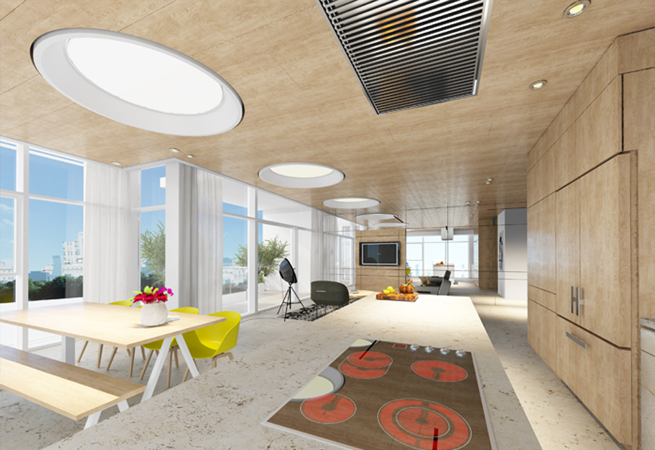 מבט מהמטבח אל הסלון