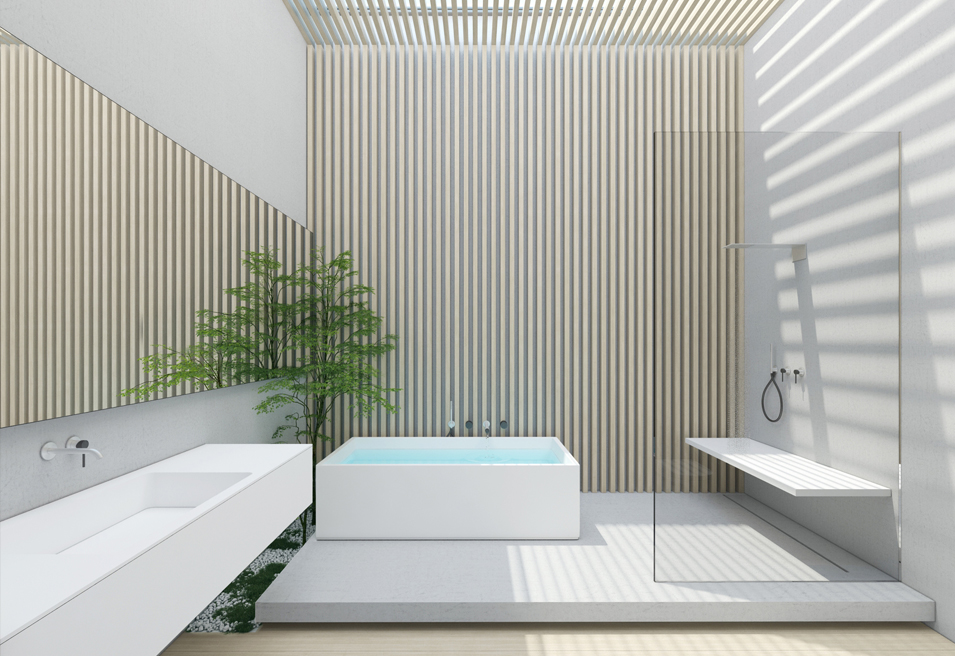 Zen Penthouse patio bath